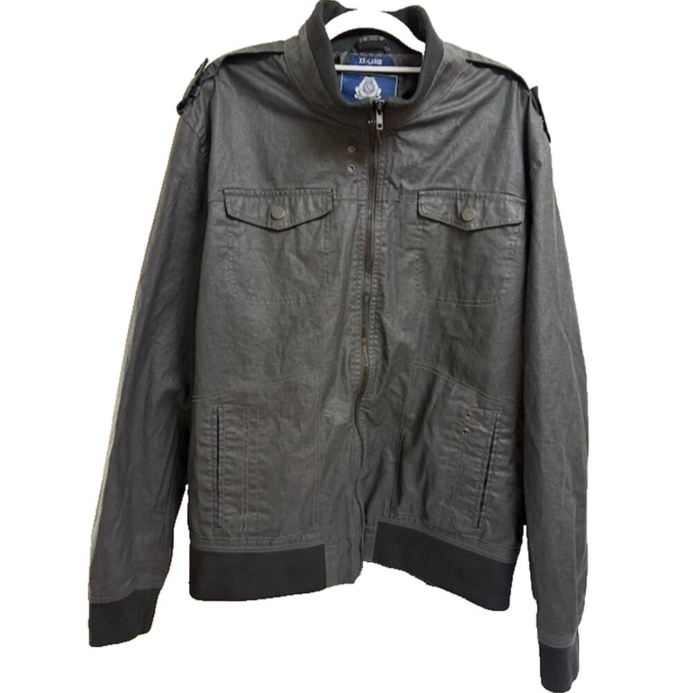 American Rag Mens XXL Black Linen Cotton Zip Front Jacket Utility Casual